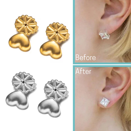 Pair earring lifters - earring, gold
