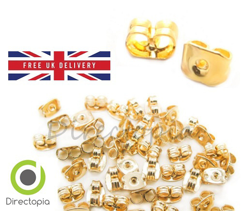 Gold butterfly earring - earring, backs