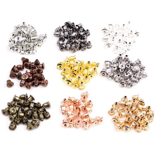 Metal bullet earring - back, 6mm